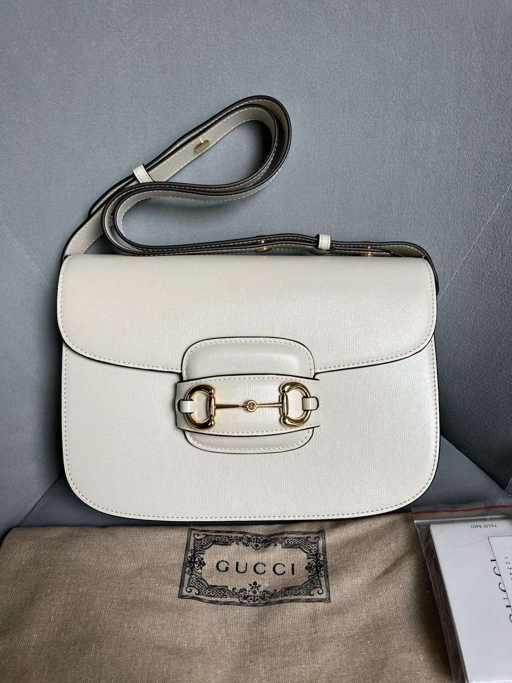 [REVIEW] GUCCI HORSEBIT 1955 WHITE LEATHER SHOULDER BAG FROM ORANGE FACTORY